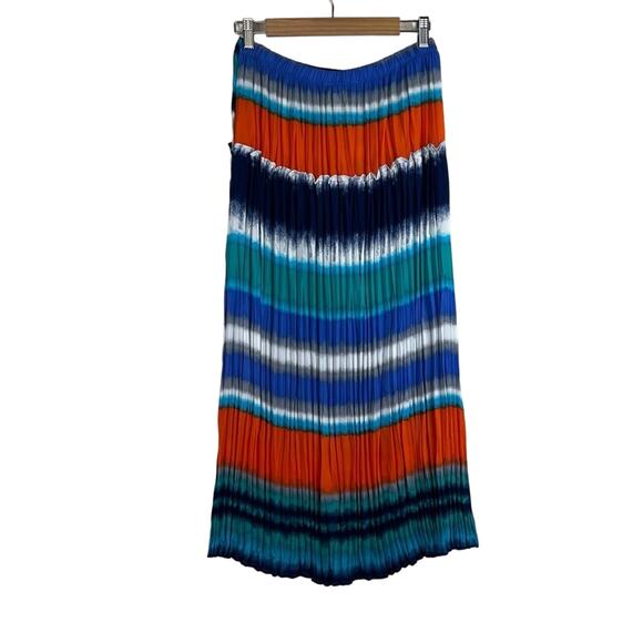 Jennie & Marlis maxi skirt M rainbow stripe pleated elastic waist maxi full boho - Picture 3 of 7